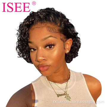 Hot Sale Natural Black Short Curly Brazilian Cuticle Aligned Raw Virgin Hair Pixie Cut Lace Front Closure Wig